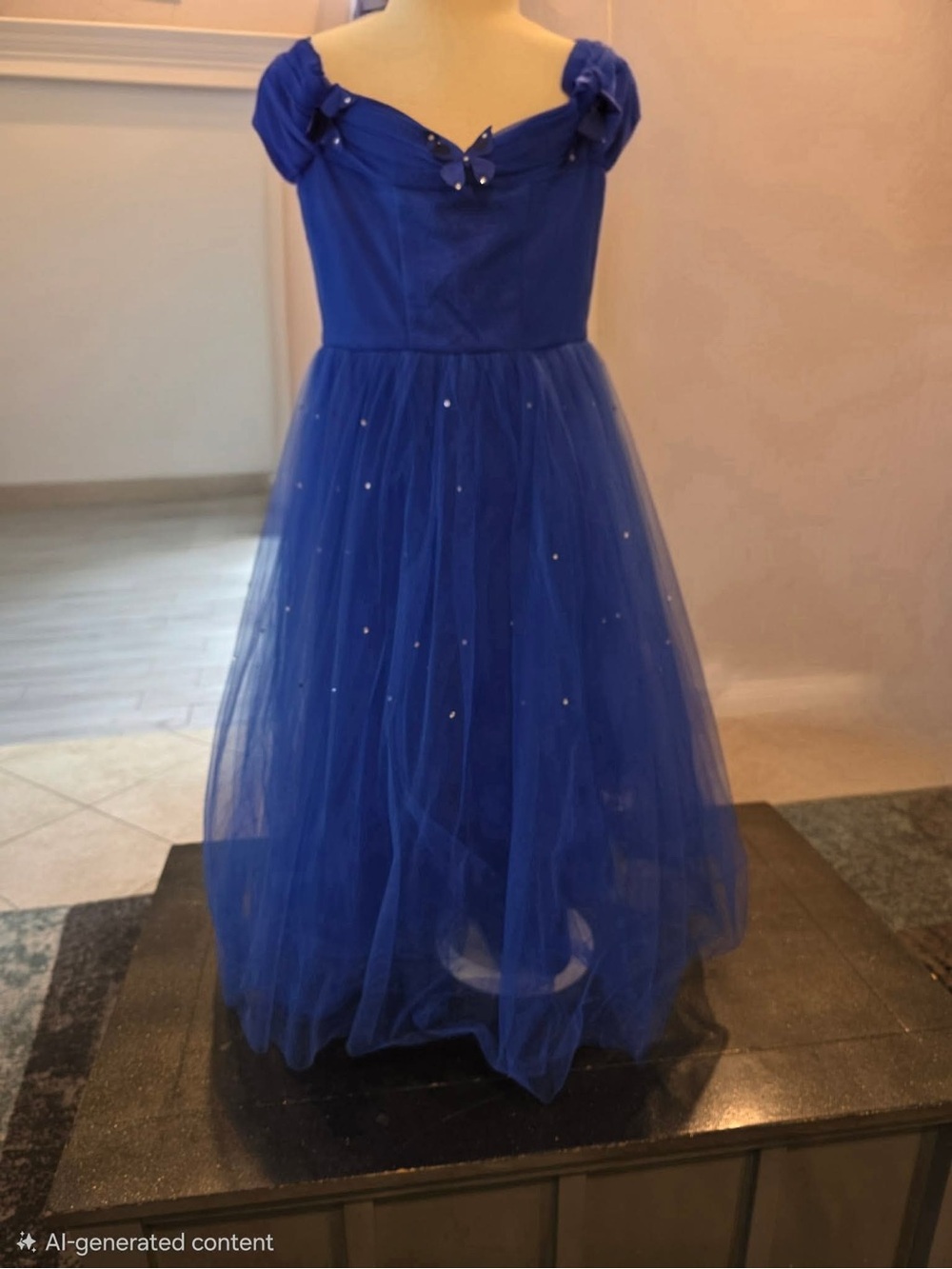 Girls Royal Blue Tulle Party Dress